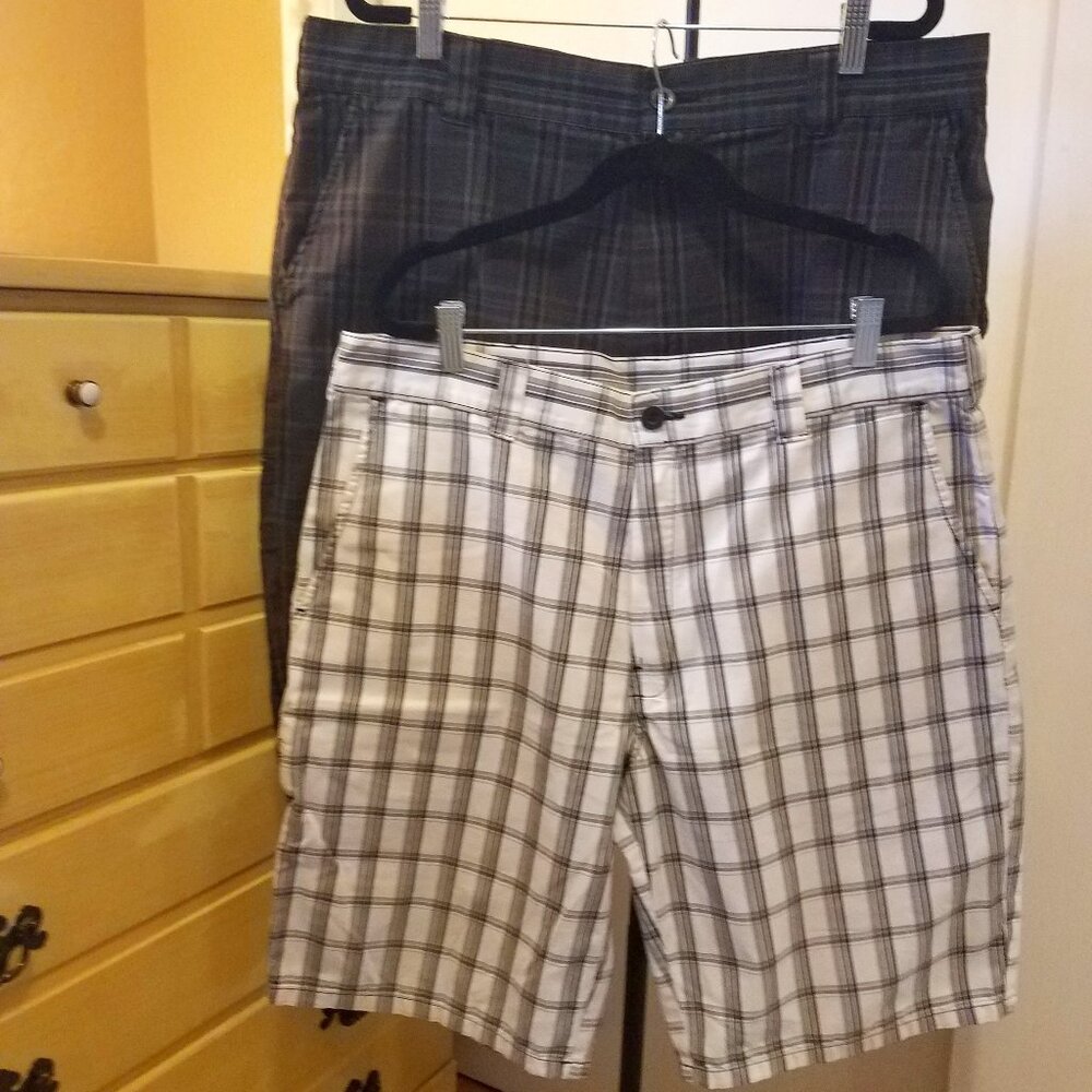 Two Pairs of Dickies Plaid Bermuda Shorts, Men's L